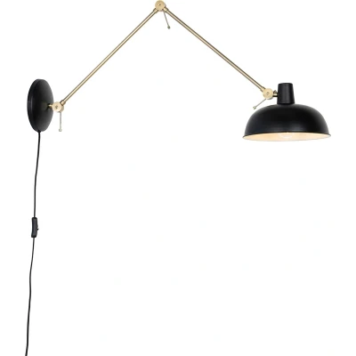 Afbeelding van QAZQA Retro wandlamp zwart met brons Milou
