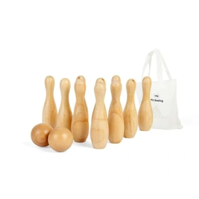 Afbeelding van Bigjigs Toys Ensemble de bowling à 10 broches 12 pièces quilles en bois, ensembles jardin et jeux pelouse, cadeaux respectueux l&#039;environnement pour les tout petits enfants,