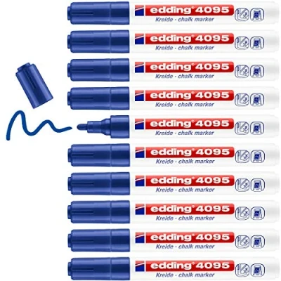 Afbeelding van Vloeibare krijtstiften Edding 4095 Blauw 10 Stuks