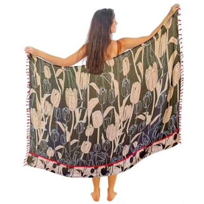 Afbeelding van Blauwe strandjurk voor dames, boho, chic, cover up, sarong, wandtapijt, Anjuna