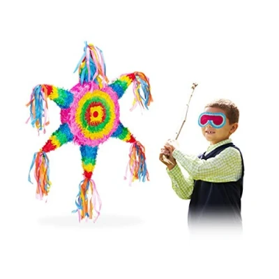Afbeelding van Relaxdays pinata ster Mexicaanse piñata verjaardag regenboog