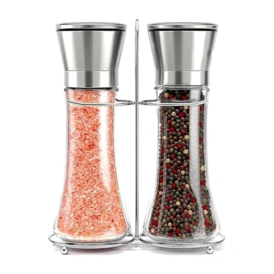 Afbeelding van Horeca kwaliteit Peper en Zoutmolen Set 2 stuks Pepermolen Instelbare Maalgraad Hervulbaar Barbecue BBQ accesoires Zout Kruiden RVS met Grofheid 200ml
