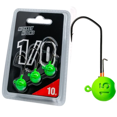 Afbeelding van Monkey Lures Hook 1/0 Green 12g Loodkop (3 stuks) Loodkoppen