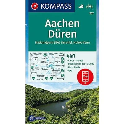 Afbeelding van KOMPASS Wanderkarte 757 Aachen, Düren, Nationalpark Eifel, Rureifel, Hohes Venn
