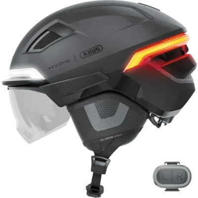 Afbeelding van ABUS HYP e ACE Fietshelm met voorlicht, achterlicht en knipperlicht, vizier oorbeschermers, ook geschikt voor bikes S Pedelec dames heren