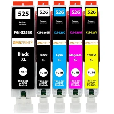 Afbeelding van Amaprint 5XL cartridges compatibel met Canon PGI 525 CLI 526 voor Pixma IP4850 IP4950 IX6550 MG5140 MG5150 MG5240 MG5250 MG5300 MG5340 MG5350 MX715 MX888 5 MX8 95 stuks