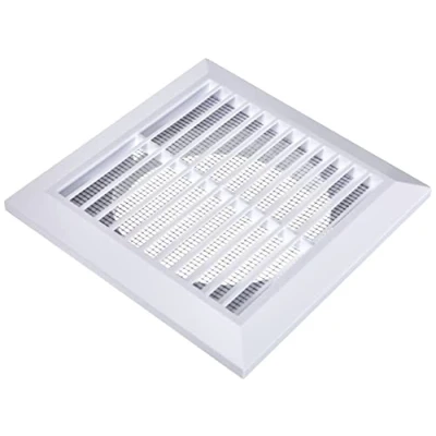 Afbeelding van MKK® Ventilatierooster, vierkant, met muggennet, Ø 125 mm, wit