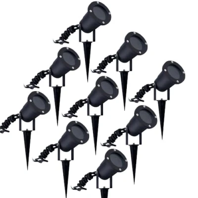 Afbeelding van Ledvion 9X LED Prikspots, Aluminium, IP65, 5W, GU10 Fitting, 1M Kabel, Spotlight, Tuinspots