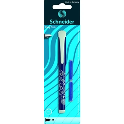 Afbeelding van Schneider vulpen Easy M blister incl. 2 inktpatronen blauw S 76221