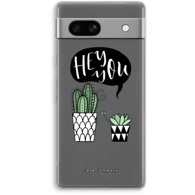Afbeelding van Case Company® hoesje geschikt voor Google Pixel 7A Hey you cactus Soft Cover Telefoonhoesje Bescherming aan alle Kanten en Schermrand