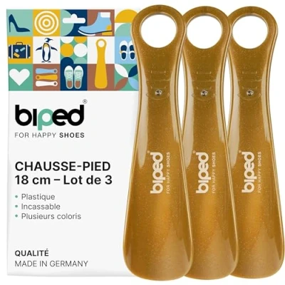 Afbeelding van biped 3 stuks schoenlepel kunststof 18 cm Made in Germany z1570 (goud metallic)