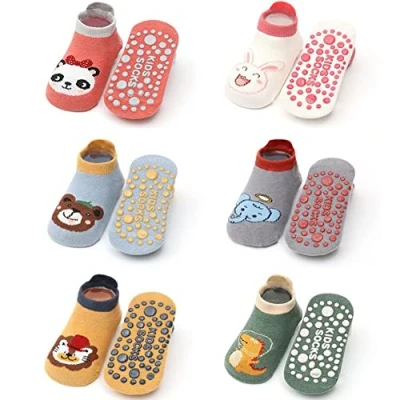 Afbeelding van FedMois 6 paar antislip sokken van katoen voor baby&#039;s en kinderen, diermotief, Panda