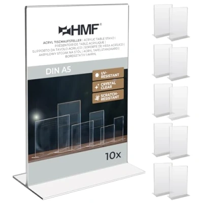 Afbeelding van HMF 46921 10 stuks acryl tafelstandaard A5 staand formaat transparant