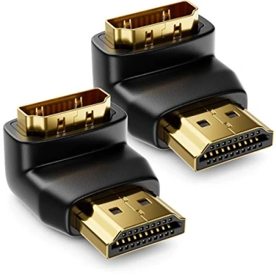 Afbeelding van deleyCON HDMI Hoekadapter 270 2 stuks in set type A vrouwelijk en mannelijk 4K Ultra HD UHD 3D Full 1080p HDR ARC Highspeed met Ethernet