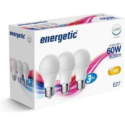 Afbeelding van Energetic LED Bulb Lampen E27 60W 3 Stuks