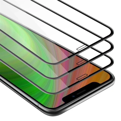 Afbeelding van Cadorabo 3x Screenprotector geschikt voor Apple iPhone X / XS Volledig scherm pantserfolie Beschermfolie in TRANSPARANT met ZWART Getemperd (Tempered) Display beschermend glas 9H hardheid 3D Touch