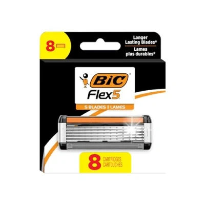 Afbeelding van BIC Flex 5 Hybrid Wegwerpscheerapparaat voor heren, met 1 handvat en 4 patronen mesjes, 2 stuks