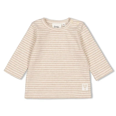 Afbeelding van Feetje Shirt Longsleeve FECAPR24 Rib Streep The Magic Is In You Taupe Melange Maat 50