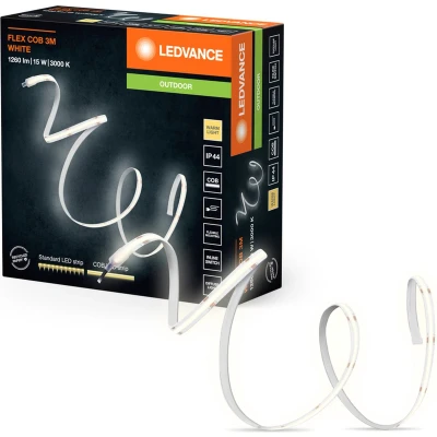 Afbeelding van LEDVANCE FLEX COB OUTDOOR 3M LED Streifen, weiß, 13W, 1900lm, warmweißes Licht, Technologie, homogene Lichtverteilung, lange Lebensdauer, einfache Montage, SchutzkIasse IP44, 3000K