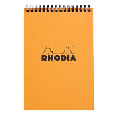 Afbeelding van RHODIA 16500C notitieblok met spiraalbinding (volledige binding) oranje A5 kleine ruitjes 80 afneembare vellen licht fonteinpapier g omslag van gecoate kaart, zacht en robuust Classic