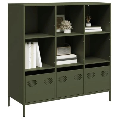 Afbeelding van Hoge kast 101,5x39x103,5 cm staal olijfgroen