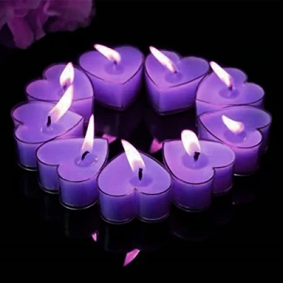Afbeelding van Romantische kaarsen in hartvorm, platte kaars, decoratieve geurkaarsen, liefdeskaarsen, voor verjaardag, bruiloft, verloving, Valentijnsdag (paars)