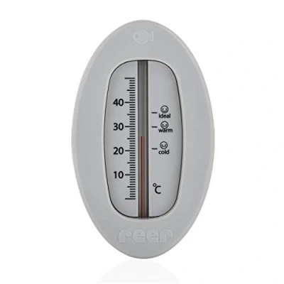 Afbeelding van Reer Babybadthermometer met schattig onderwaterwereldmotief, veilige badthermometer voor kinderen, grijs