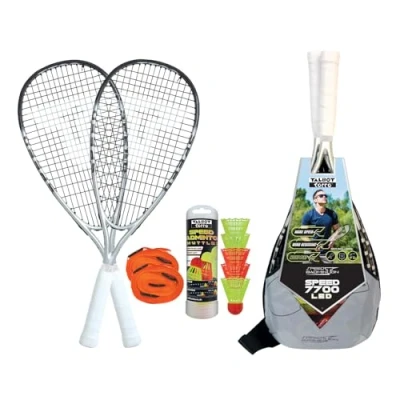 Afbeelding van Talbot Torro Badminton Speed ​​7700 led ​​set, 2 grafietcomposiet rackets, 5 stuurwielen met om in het donker te spelen, terreinstartlijnen, 490127