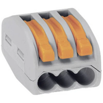 Afbeelding van WAGO 222 Lasklem Flexibel: 0.08 4 mm² Massief: 2.5 Aantal polen: 3 5 stuk(s) Grijs, Oranje