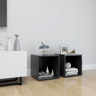 Afbeelding van Tv meubelen 2 st 37x35x37 cm spaanplaat grijs