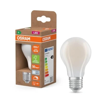 Afbeelding van Osram Energy Class en forme d&#039;ampouclassique, 3,8 W / 806 lm, EEK A, lumière blanc froid (4000 K), CRI 80, verre dépoli sans plomb, culot E27, IP20, diamètre 60 mm, dimmable.