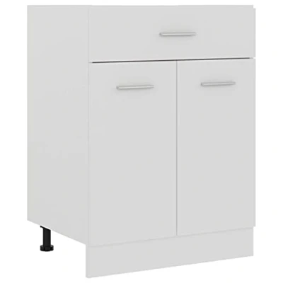 Afbeelding van Onderkast met lade 60x46x81,5 cm bewerkt hout wit