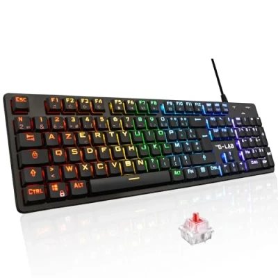Afbeelding van The G Lab Keyz Platinium Mechanisch toetsenbord voor gamers AZERTY FR Red Switch Low Profile RGB achtergrondverlichting 100% aanpasbaar, anti ghosting totaal gaming PC/PS4/PS5