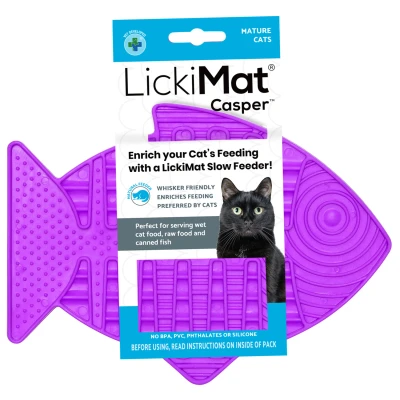 Afbeelding van Lickimat Casper Slowfeeder Voor De Kat Tegen Schrokken Kattenvoerbak Paars