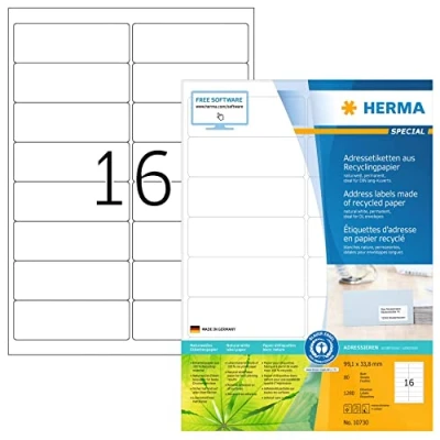 Afbeelding van Etiket HERMA recycling 10730 99.1x33.8mm 1280stuks wit