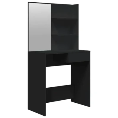 Image de vidaXL Coiffeuse avec miroir noir 74,5x40x141 cm802805