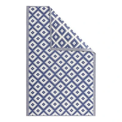 Afbeelding van JEMIDI rechthoekig tuintapijt met patroon Buitenkleed 120 x 180 cm Kleed voor tuin, balkon en binnenshuis Blauw