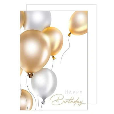 Afbeelding van Edition Seidel XXL verjaardagskaart met envelop DIN A4 wenskaart Happy Birthday bankbiljetten voor mannen vrouwen ballonnen (A4 G3444)