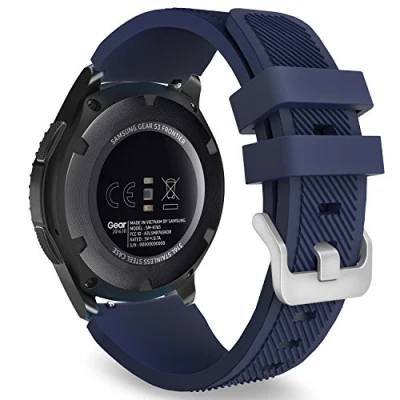 Afbeelding van MoKo Siliconen reservearmband compatibel met Samsung Galaxy Watch 3 45 mm/Galaxy 46 mm/Gear S3 Frontier/Huawei GT2 Pro/GT/GT2 mm 22 middernachtblauw