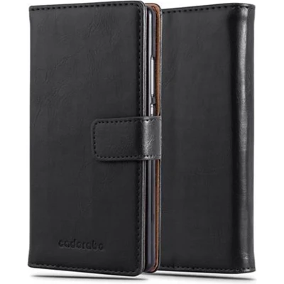 Afbeelding van Cadorabo Hoesje geschikt voor Huawei P8 in ZWART GRAFIET Beschermhoes met magnetische sluiting, standfunctie en kaartvakje Book Case Cover Etui