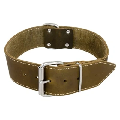 Afbeelding van JACK AND VANILLA Halsband Gevet Leder Groen Breedte: 4 cm Nekomtrek: 27 33 (GELIEVE ALVORENS BESTELLEN OPMETEN)