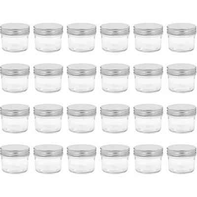 Afbeelding van Jampotten met zilverkleurige deksels 24 st 110 ml glas