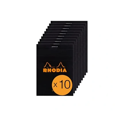 Afbeelding van RHODIA 126009C notitieblok nr. 12 zwart 8,5 x cm gelinieerd 80 vellen afneembaar wit papier g omslag van gecoate kaart pakket met 10 blokken