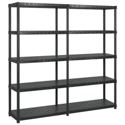 Afbeelding van VidaXL Opbergrek 5 laags 183x45,7x185 cm kunststof zwart