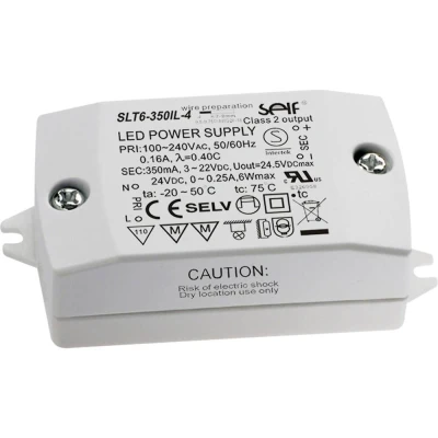 Afbeelding van Self Electronics SLT6 350IL 4 LED driver Constante stroomsterkte 7.7 W 350 mA 3 22 V/DC Montage op ontvlambare oppervlakken, PFC schakeling,