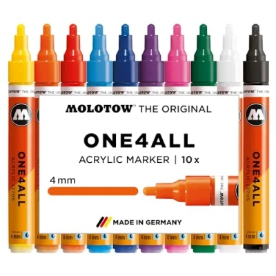 Afbeelding van Markerset 10 Kleuren basic 1 Set Acryl Stiften 4mm