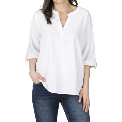 Afbeelding van DENIMFY Dames Blouse DFSara regular fit Wit M V Hals Volwassenen