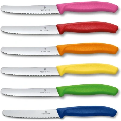 Afbeelding van Victorinox Swiss Classic Tafelmes ac Tomatenmes met Kartel RVS Lemmet 11 cm 6 stuks Gek...