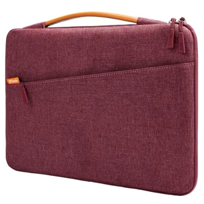 Afbeelding van JETech Laptophoes voor 13,3 inch MacBook Air/Pro, 14 Pro 2021 M1, 13 13,6 Notebook, waterdichte aktetas met handvat (rood)