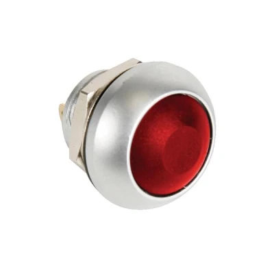 Afbeelding van RONDE METALEN DRUKSCHAKELAAR MET ROOD KAPJE 1P SPST OFF (ON)